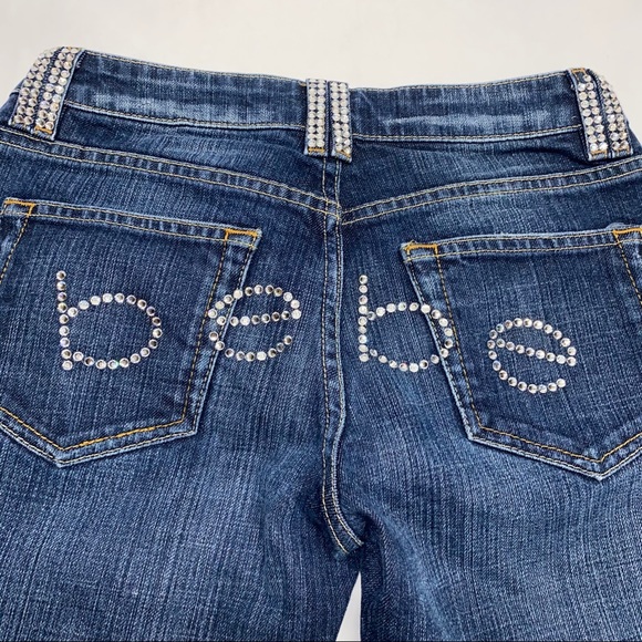 Bebe Rhinestone Y2K Low Rise Jeans Sz 27 - Picture 1 of 9